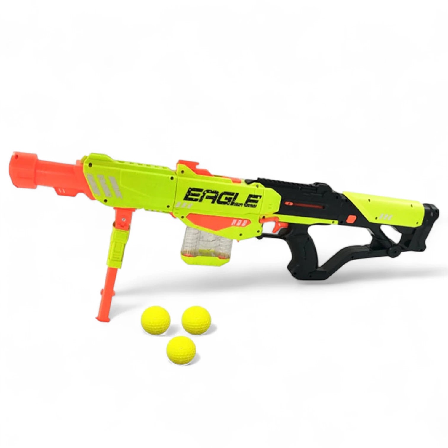 Eagle Agent Precision Assault Blaster – 12 Soft Ball Rounds, Mechanical Spring-Action Toy Rifle with Scope & Bipod, Kids Nerf Rival Style Gun - 6+ Years
