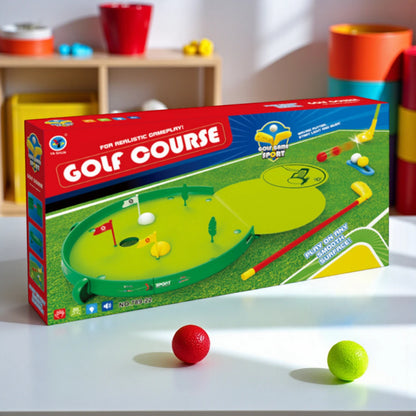 Kids Golf Course Toy Set with Light & Music – Battery Operated Indoor & Outdoor Golf Game with Clubs, Balls, Mat, and Accessories | Educational Sports Toy for Toddlers 3+