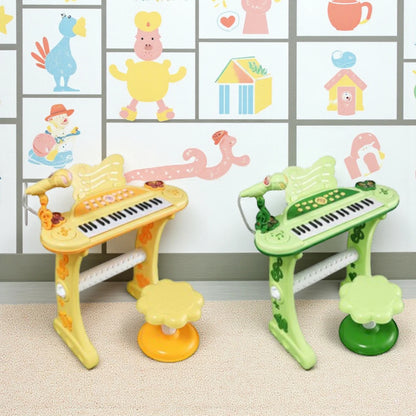 Fun Music Electronic Organ Keyboard for Kids | 37 Keys Piano with Microphone, Stool, Lights & Demo Songs | Educational Music Toy for Children 3+