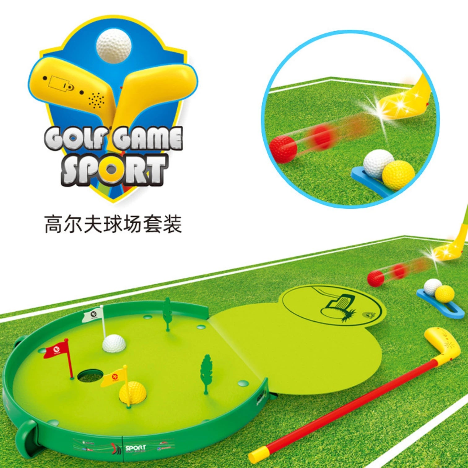 Kids Golf Course Toy Set with Light & Music – Battery Operated Indoor & Outdoor Golf Game with Clubs, Balls, Mat, and Accessories | Educational Sports Toy for Toddlers 3+
