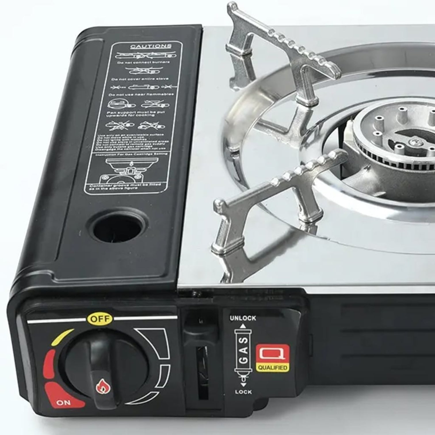 Gaskocher Double Burner Portable Camping Gas Stove – Lightweight Outdoor Gas Cooker with Automatic Ignition, Enamel Pan Holder, and High Heat Output – Ideal for Home, Camping & Picnics