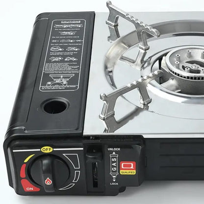 Gaskocher Double Burner Portable Camping Gas Stove – Lightweight Outdoor Gas Cooker with Automatic Ignition, Enamel Pan Holder, and High Heat Output – Ideal for Home, Camping & Picnics