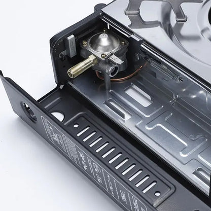 Gaskocher Double Burner Portable Camping Gas Stove – Lightweight Outdoor Gas Cooker with Automatic Ignition, Enamel Pan Holder, and High Heat Output – Ideal for Home, Camping & Picnics