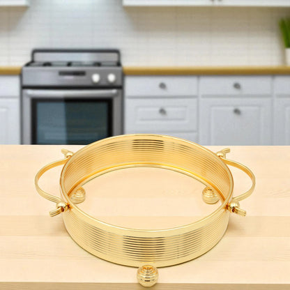 Damoo Premium Gold Ceramic Chafing Dish with Glass Lid – Elegant Buffet Server for Hot Meals, Rice, & Side Dishes – Heat-Resistant White Insert & Luxury Golden Frame – Ideal for Entertaining, Ramadan, and Special Occasions - Damoo