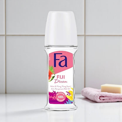 Fa Fiji Dream Roll-On Deodorant – Melon & Ylang Ylang Scent, 48H Anti-Perspirant Protection, Refreshing Women’s Roll-On, 50ml - Damoo