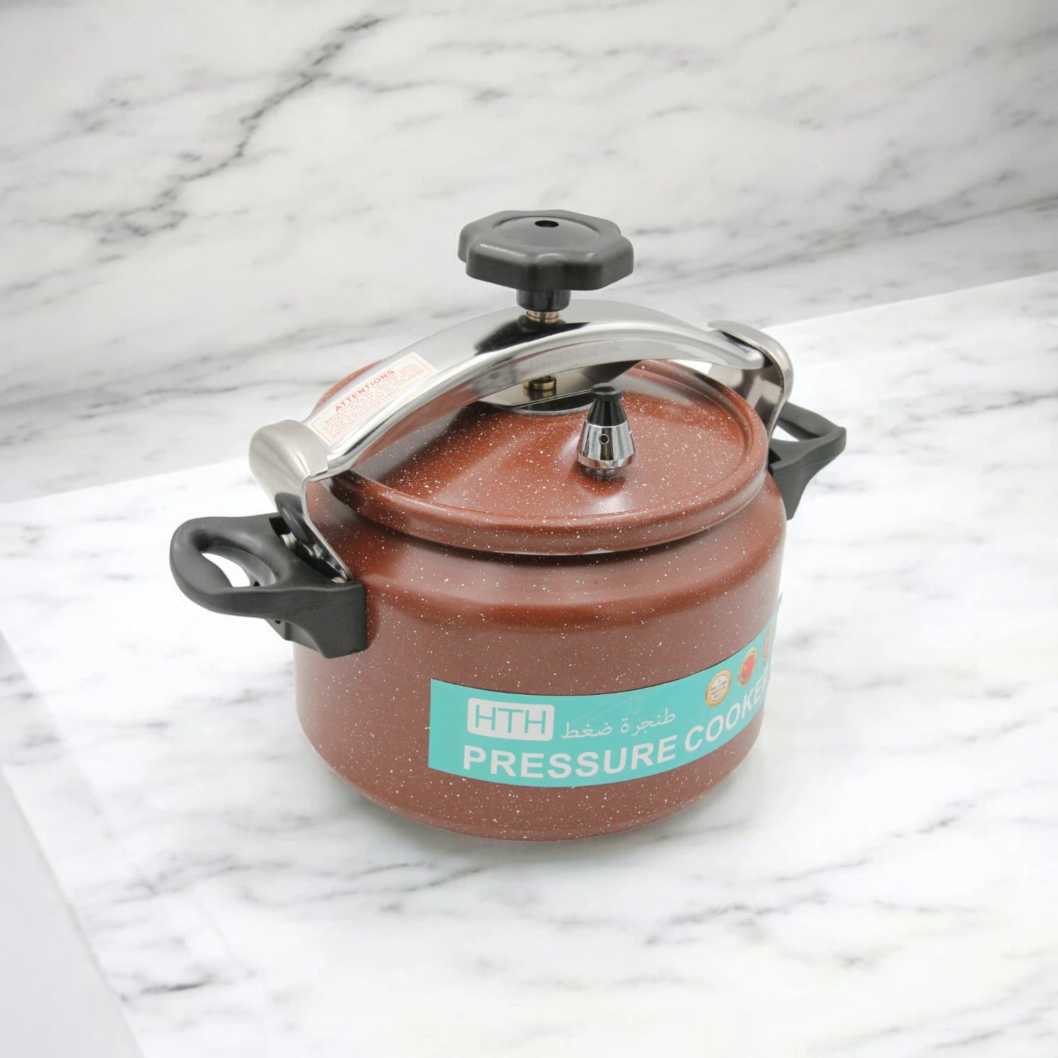 HTH 7L Granite Premium Non-Stick Arabic Pressure Cooker – Large Capacity Commercial Pressure Pot with Safety Lock, Induction Compatible, Fast Cooking, Dishwasher Safe - Damoo
