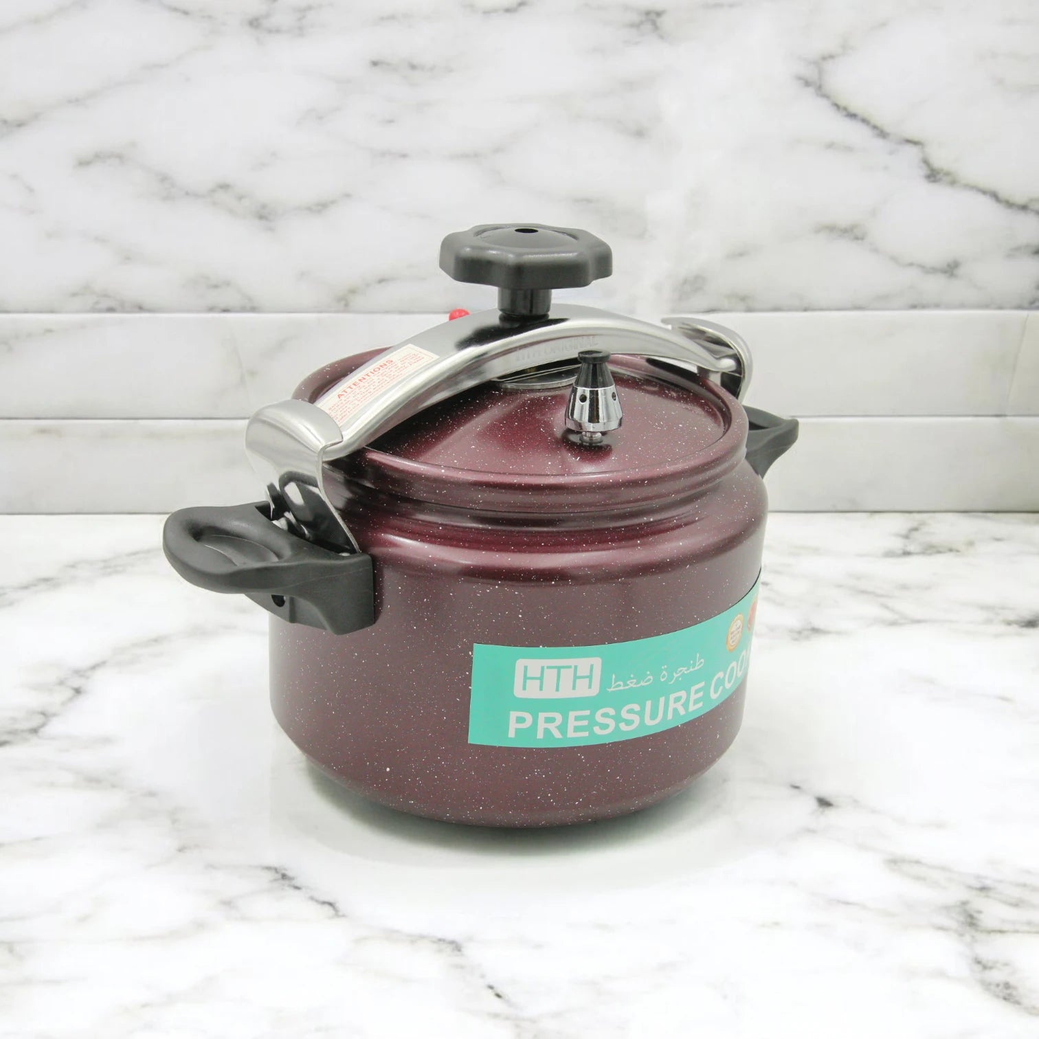 HTH 7L Granite Premium Arabic Pressure Cooker – Large Capacity Non-Stick Quick Cooking Commercial Pressure Pot with Explosion-Proof Double Lock Lid, Induction Compatible, Steamer & Canner - Damoo