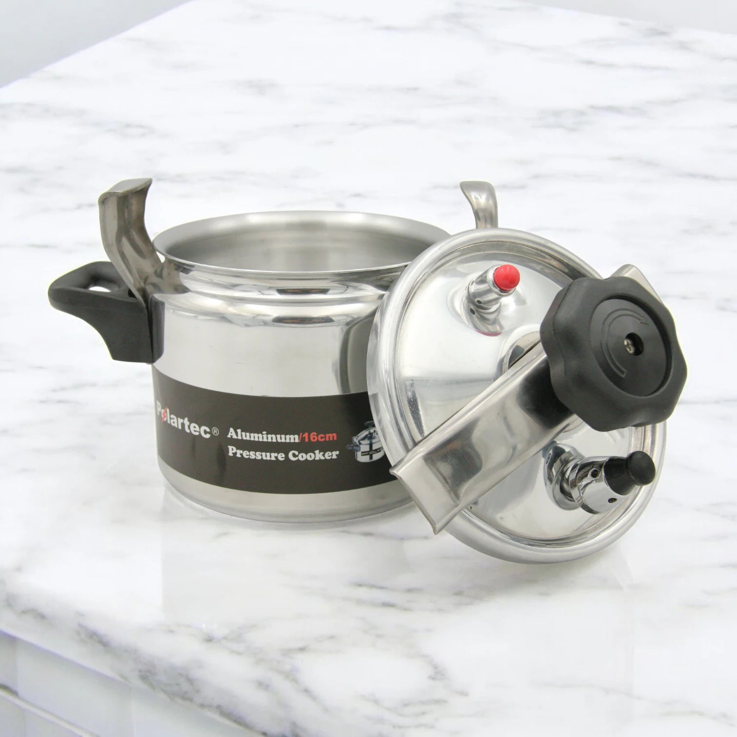 POLARTEC 2.5L Aluminum Pressure Cooker – Safe & Reliable Small Kitchen Cooker – Durable Silver Cooking Pot with Long-Lasting Sealing Ring – Compact Pressure Cooker for Fast & Healthy Meals - Damoo