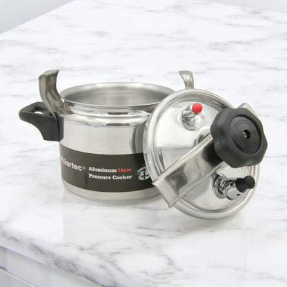 POLARTEC 2.5L Aluminum Pressure Cooker – Safe & Reliable Small Kitchen Cooker – Durable Silver Cooking Pot with Long-Lasting Sealing Ring – Compact Pressure Cooker for Fast & Healthy Meals - Damoo