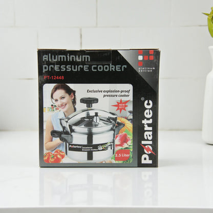POLARTEC 2.5L Aluminum Pressure Cooker – Safe & Reliable Small Kitchen Cooker – Durable Silver Cooking Pot with Long-Lasting Sealing Ring – Compact Pressure Cooker for Fast & Healthy Meals - Damoo