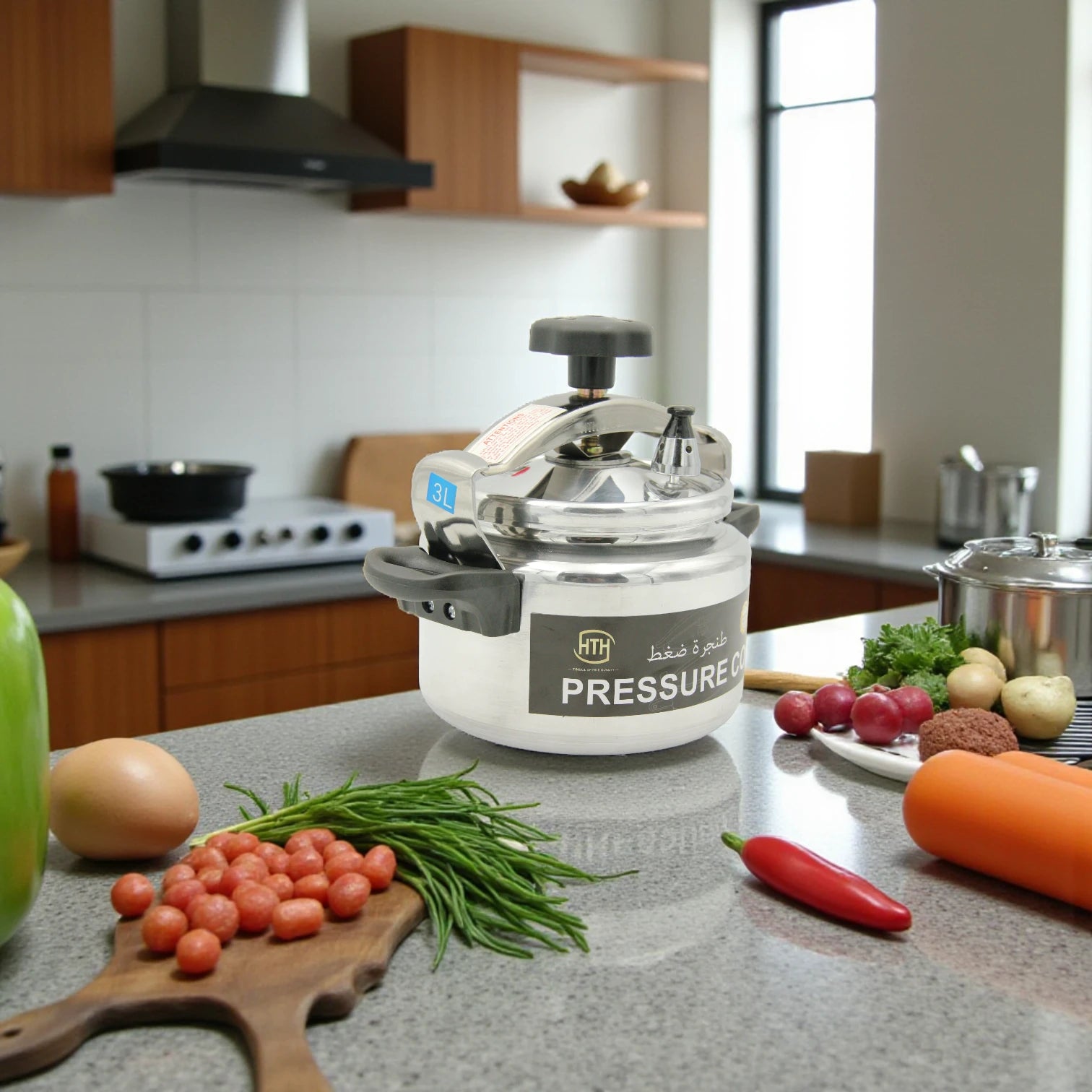 HTH Pressure Cooker – High-Grade Aluminium Alloy, Available in 15 Litres & 3 Litres, Durable Family Size Cooking Pot with Secure Locking Lid, Fast & Efficient Cooking - Damoo