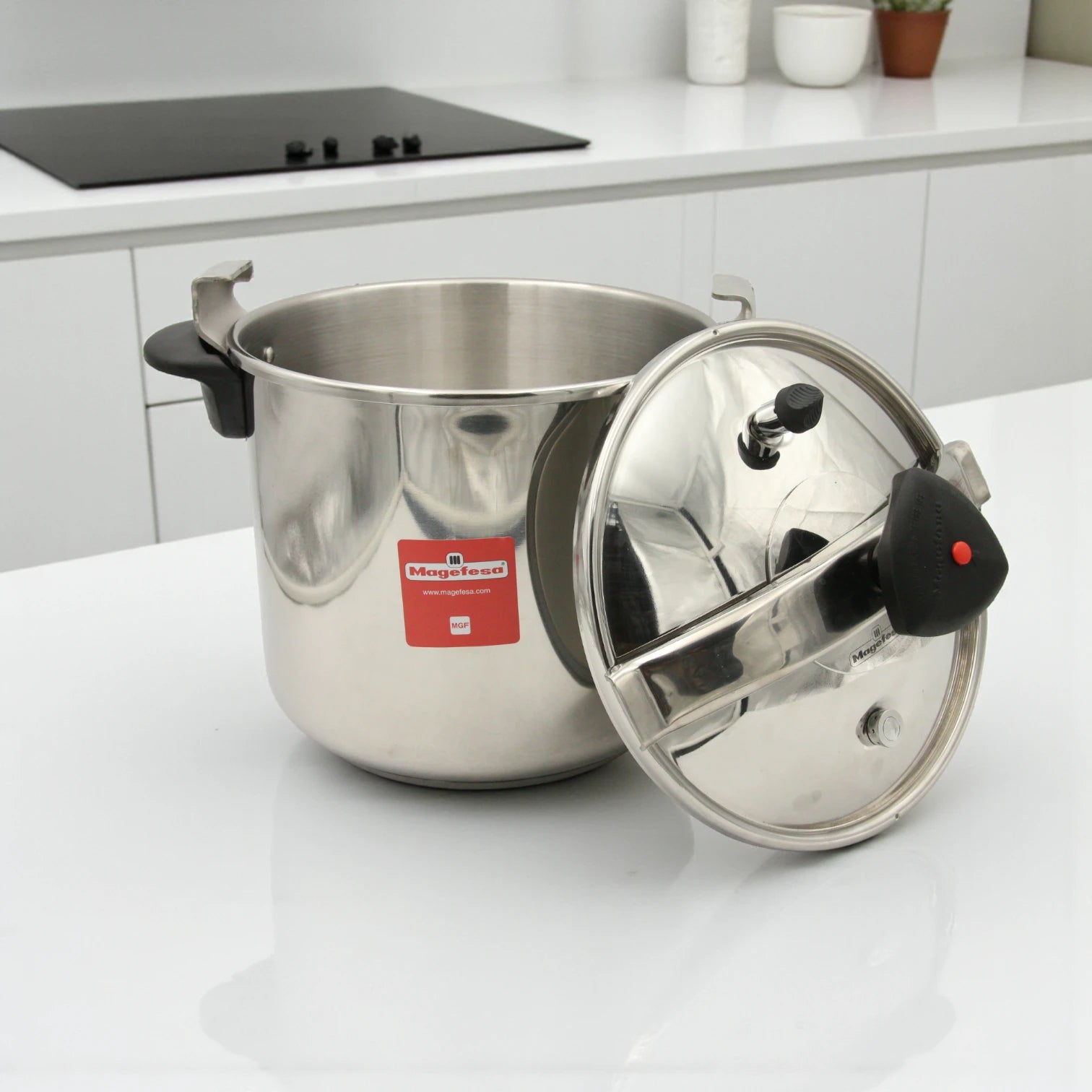 Magefesa Star 12 Fast Pressure Cooker – 12.7 Qt Stainless Steel High-Capacity Cooking Pot with Secure Locking Lid, 2-Piece Set, Durable & Efficient Kitchen Essential - Damoo