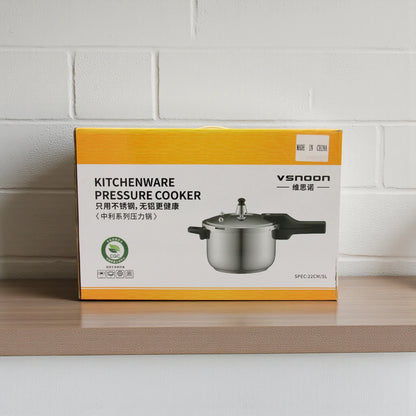 VSNOON Stainless Steel Pressure Cooker 5 Litres (22cm) – Durable Kitchenware Cooking Pot with Safety Lock Lid, Fast & Efficient Cooking, Made in China - Damoo