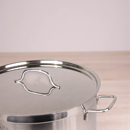 Alfa Stainless Steel Cookware Set HM220 – 6 Pieces, Heavy Duty Triplex Capsule Bottom, Premium 18/10 CrNi Steel Pots with Glass Lids (7.7L + 9.5L + 14.6L) - Damoo