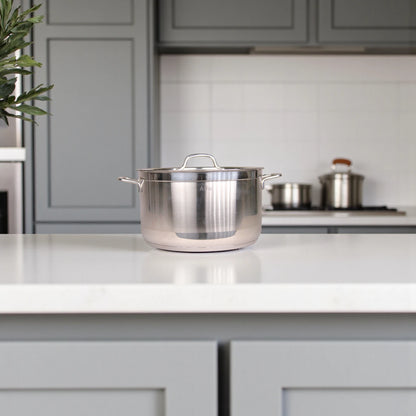 Alfa Stainless Steel Cookware Set HM220 – 6 Pieces, Heavy Duty Triplex Capsule Bottom, Premium 18/10 CrNi Steel Pots with Glass Lids (7.7L + 9.5L + 14.6L) - Damoo