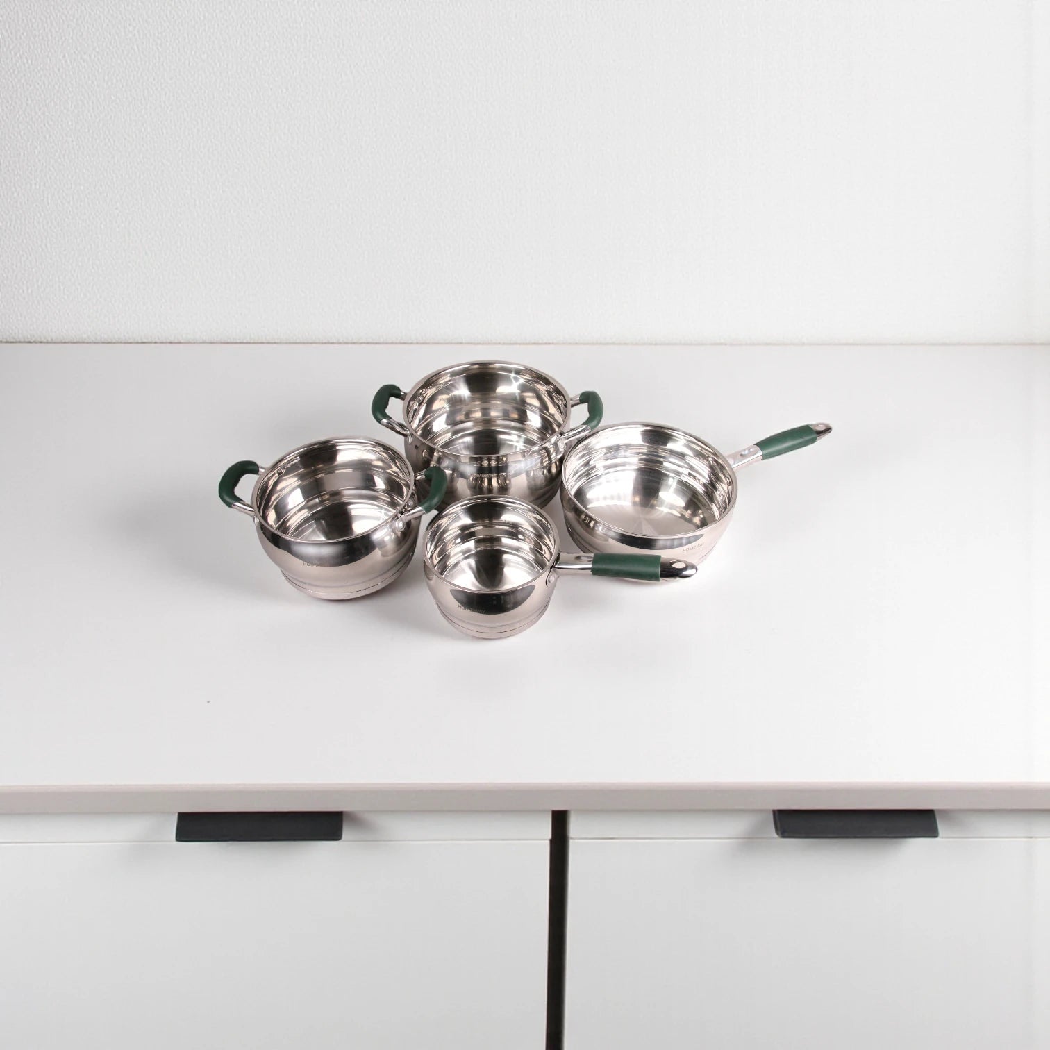 Homeway Stainless Steel Cookware Set – 7 Pieces (HW3869), Durable 5-Layer Encapsulated Base, Dishwasher Safe Pots, Frypan & Saucepan with Glass Lids