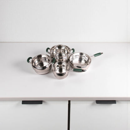 Homeway Stainless Steel Cookware Set – 7 Pieces (HW3869), Durable 5-Layer Encapsulated Base, Dishwasher Safe Pots, Frypan & Saucepan with Glass Lids