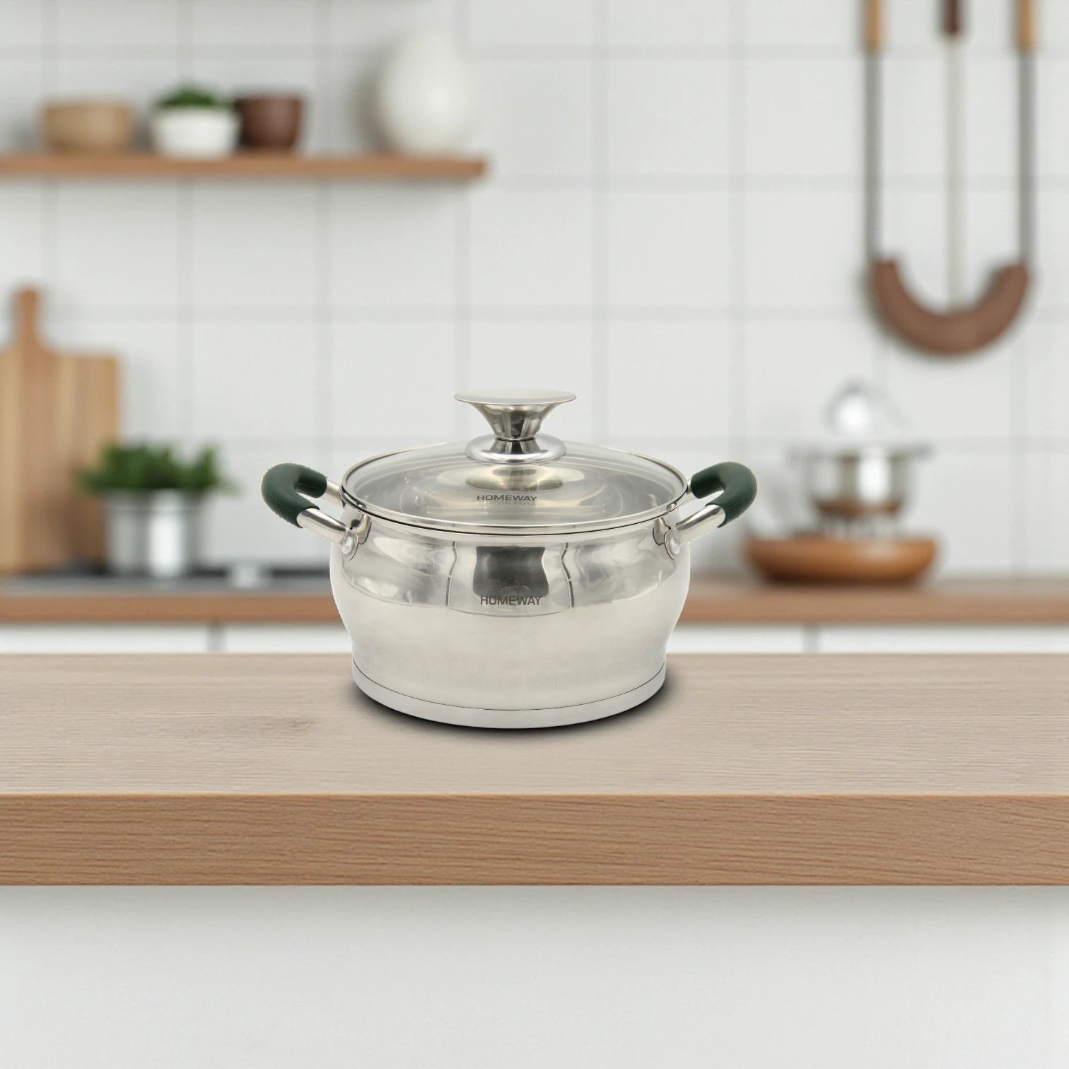 Homeway Stainless Steel Cookware Set – 7 Pieces (HW3869), Durable 5-Layer Encapsulated Base, Dishwasher Safe Pots, Frypan & Saucepan with Glass Lids