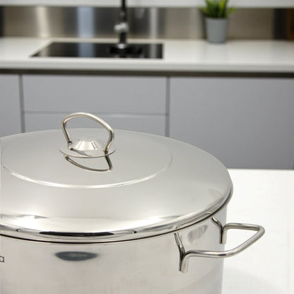 Astra Stainless Steel Cookware Set HM120 – 6-Piece Premium 18/10 Cr-Ni Steel, Triplex Capsule Bottom, Durable Pots with Lids (7.9L, 9.7L, 14.6L) for Healthy & Efficient Cooking - Damoo
