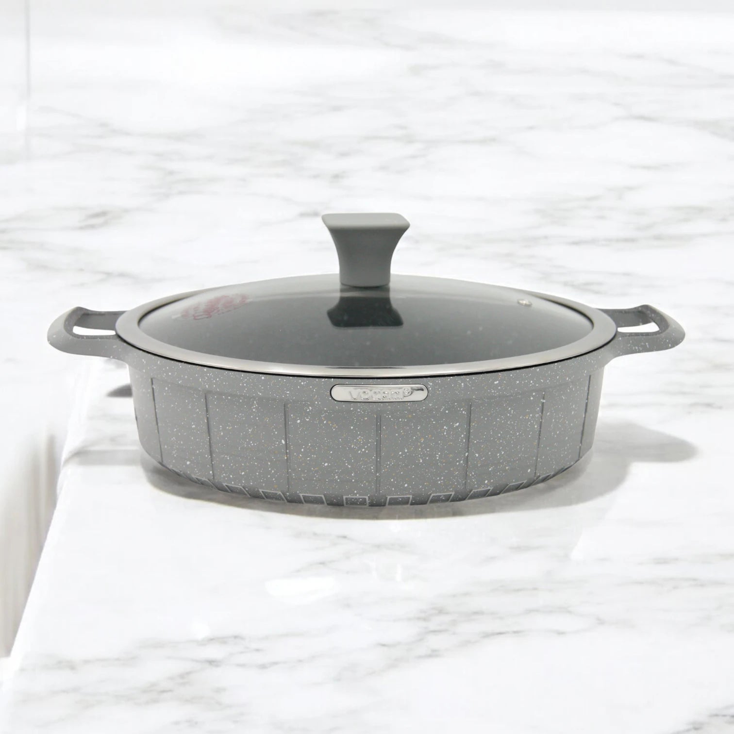 Vogati 10-Piece Die Cast Cookware Set – Granite Marble Coated Non-Stick Casserole Pots with Glass Lids – Heat Resistant, Anti-Scratch, Easy to Clean Cookware Set - Damoo
