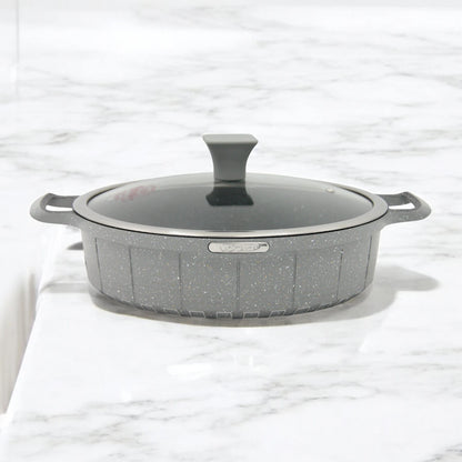 Vogati 10-Piece Die Cast Cookware Set – Granite Marble Coated Non-Stick Casserole Pots with Glass Lids – Heat Resistant, Anti-Scratch, Easy to Clean Cookware Set - Damoo