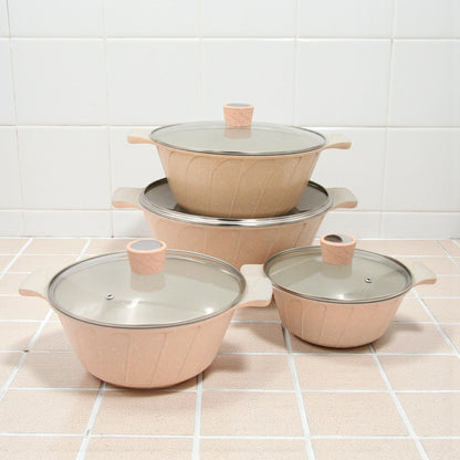 Hot Chef 10-Piece Die-Cast Granite Marble Cookware Set – Non-Stick Eco-Friendly Casserole Pots with Glass Lids, Exquisite Style, Durable & Stylish Kitchen Essential - Damoo