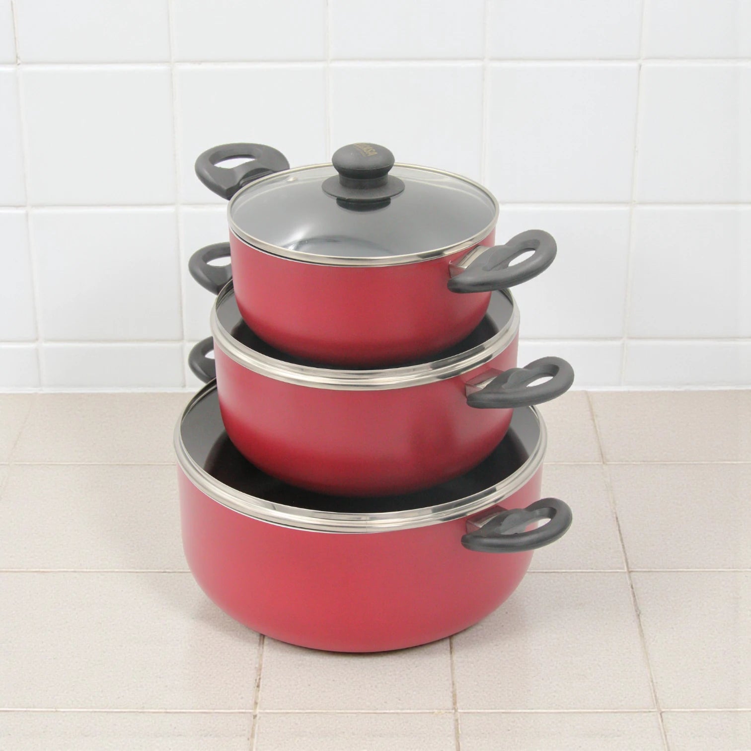 Delcasa 8-Piece Non-Stick Aluminium Cookware Set – Durable 3-Layer Construction, Casserole Pots with Glass Lids, Frypan & Nylon Spatula – Dishwasher Safe, PTFE & PFOA Free - Damoo
