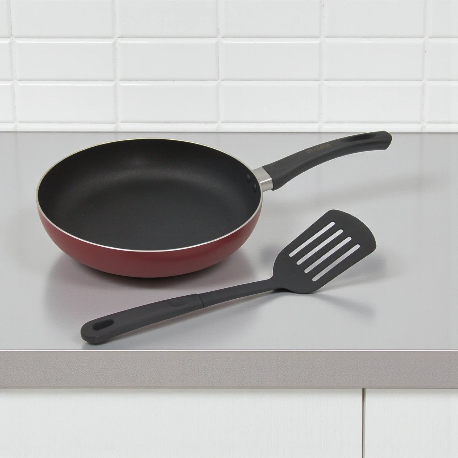 Delcasa 8-Piece Non-Stick Aluminium Cookware Set – Durable 3-Layer Construction, Casserole Pots with Glass Lids, Frypan & Nylon Spatula – Dishwasher Safe, PTFE & PFOA Free - Damoo
