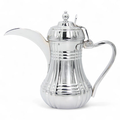 Germax Stainless Steel Arabic Coffee & Tea Pot – 1L Capacity, Elegant Silver Finish, Traditional Dallah Design with Handle & Lid – Premium Quality Serveware - Damoo