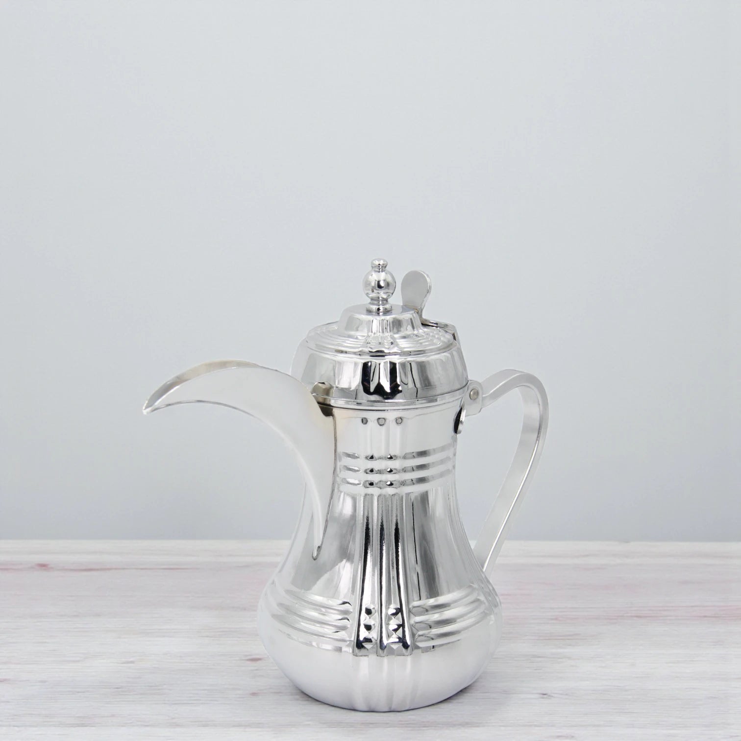 Germax Stainless Steel Arabic Coffee & Tea Pot – 1L Capacity, Elegant Silver Finish, Traditional Dallah Design with Handle & Lid – Premium Quality Serveware - Damoo