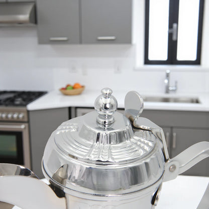 Germax Stainless Steel Arabic Coffee & Tea Pot – 1L Capacity, Elegant Silver Finish, Traditional Dallah Design with Handle & Lid – Premium Quality Serveware - Damoo