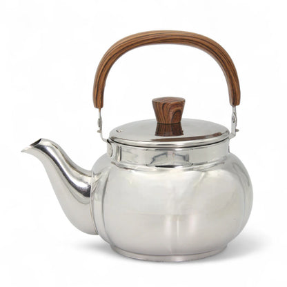 HNT Trading Stainless Steel Kettle 1.5L with Wooden Handle & Lid – Premium Teapot for Home, Office, and Outdoor Use – Durable & Stylish Stainless Steel Ware - Damoo