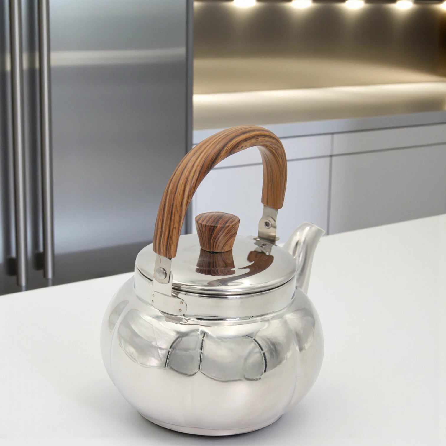 HNT Trading Stainless Steel Kettle 1.5L with Wooden Handle & Lid – Premium Teapot for Home, Office, and Outdoor Use – Durable & Stylish Stainless Steel Ware - Damoo