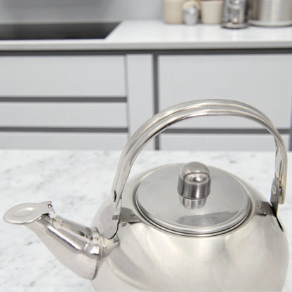 FAS Stainless Steel Tea Kettle with Removable Infuser Basket – 14cm Small Size Water Boiler – Durable Mirror Finish Teapot with Lid & Handle – Rust-Resistant, Easy to Clean, Ideal for Home, Office, Camping - Damoo