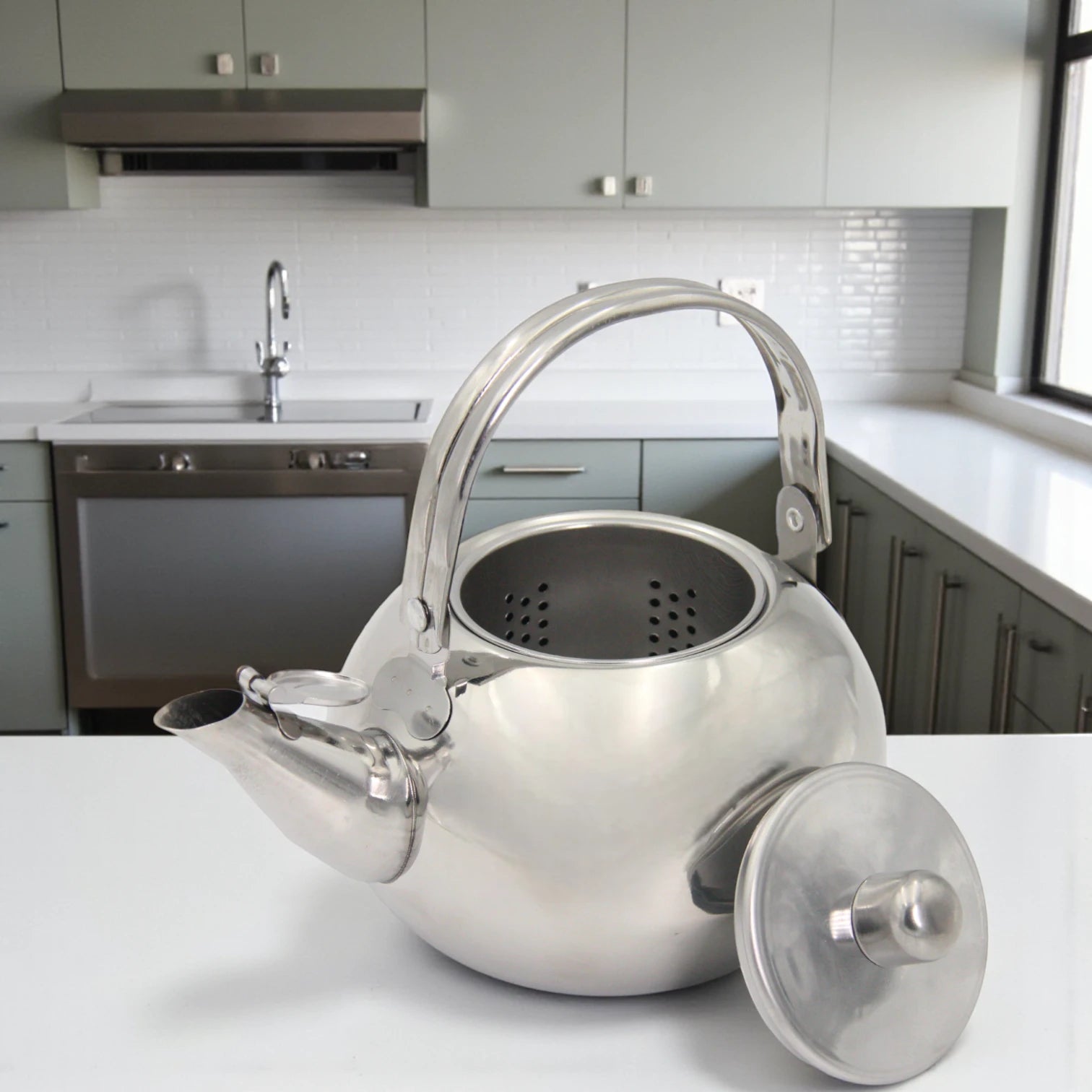 FAS Stainless Steel Tea Kettle with Removable Infuser Basket – 14cm Small Size Water Boiler – Durable Mirror Finish Teapot with Lid & Handle – Rust-Resistant, Easy to Clean, Ideal for Home, Office, Camping - Damoo