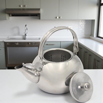 FAS Stainless Steel Tea Kettle with Removable Infuser Basket – 14cm Small Size Water Boiler – Durable Mirror Finish Teapot with Lid & Handle – Rust-Resistant, Easy to Clean, Ideal for Home, Office, Camping - Damoo