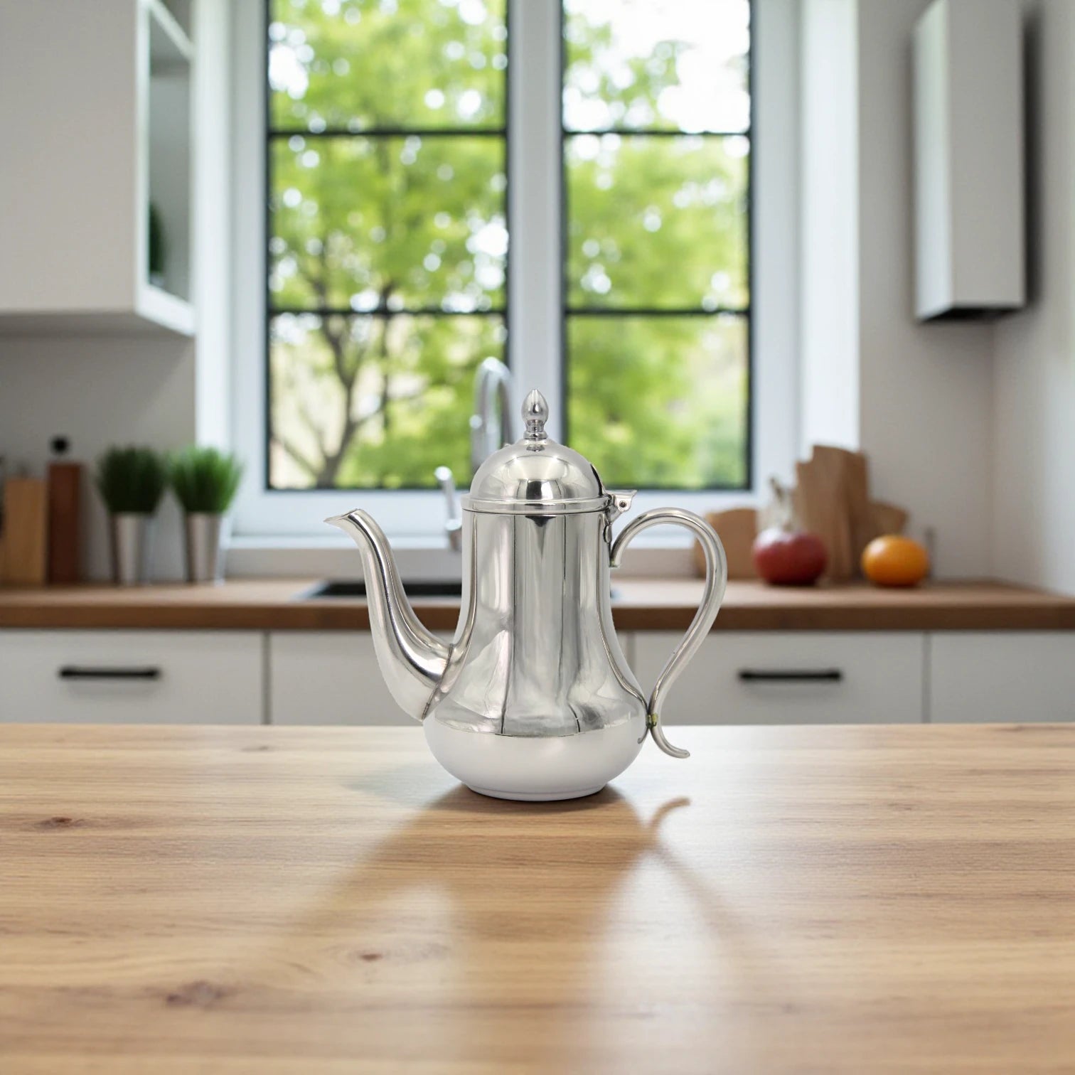 HTH Stainless Steel Tea & Coffee Pot – Classic Polished Serveware Kettle with Long Spout & Sturdy Handle, Durable Kitchen & Dining Essential - Damoo