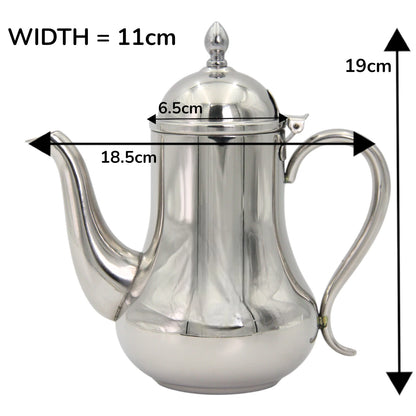 HTH Stainless Steel Tea & Coffee Pot – Classic Polished Serveware Kettle with Long Spout & Sturdy Handle, Durable Kitchen & Dining Essential - Damoo