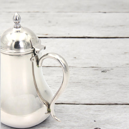 HTH Stainless Steel Tea & Coffee Pot – Classic Polished Serveware Kettle with Long Spout & Sturdy Handle, Durable Kitchen & Dining Essential - Damoo