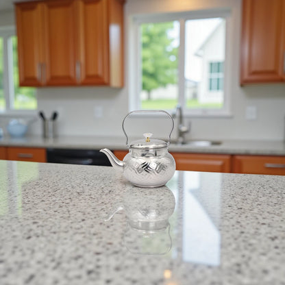 ZHAOHUI Stainless Steel Decorative Kettle – Embossed Pattern Tea & Coffee Pot with Crystal Knob, Durable Handle, Polished Finish, Elegant Kitchen & Dining Serveware - Damoo
