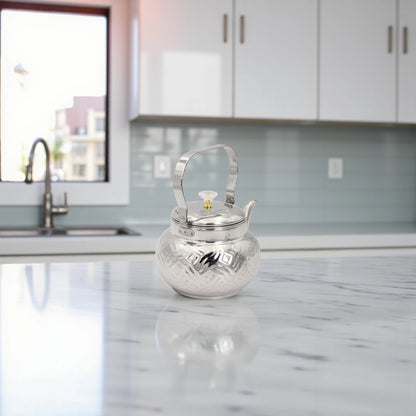 ZHAOHUI Stainless Steel Decorative Kettle – Embossed Pattern Tea & Coffee Pot with Crystal Knob, Durable Handle, Polished Finish, Elegant Kitchen & Dining Serveware - Damoo