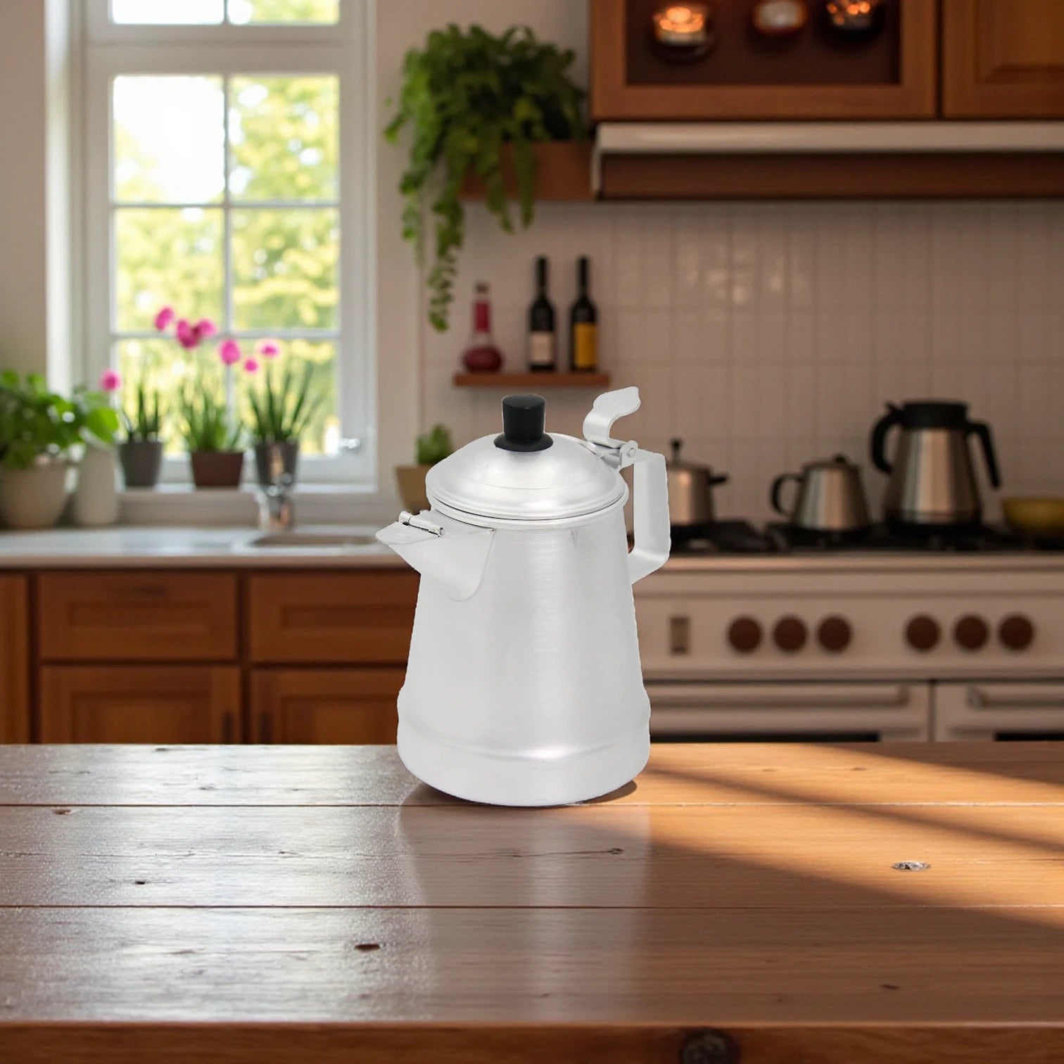 HTH Classic Aluminum Kettle – Lightweight Tea & Coffee Pot with Sturdy Handle, Durable & Easy to Use Kitchen Essential - Damoo