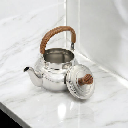 HTH Stainless Steel Whistling Teapot 1.0L – Heat Resistant Handle Tea Kettle for Gas, Electric, Induction, and All Stovetops – Durable Mirror Finish Kettle for Home, Kitchen, Office, Hotel & Restaurant - Damoo