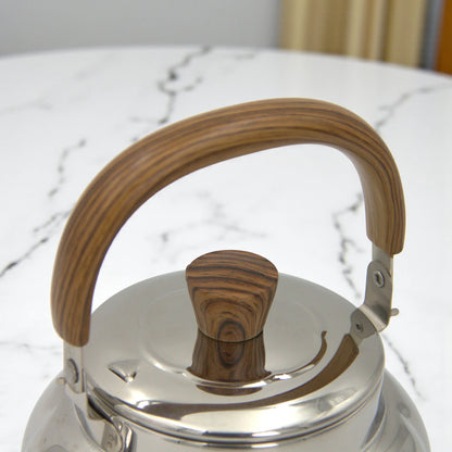 HTH Stainless Steel Whistling Teapot 1.0L – Heat Resistant Handle Tea Kettle for Gas, Electric, Induction, and All Stovetops – Durable Mirror Finish Kettle for Home, Kitchen, Office, Hotel & Restaurant - Damoo