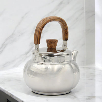 HTH Stainless Steel Whistling Teapot 1.0L – Heat Resistant Handle Tea Kettle for Gas, Electric, Induction, and All Stovetops – Durable Mirror Finish Kettle for Home, Kitchen, Office, Hotel & Restaurant - Damoo