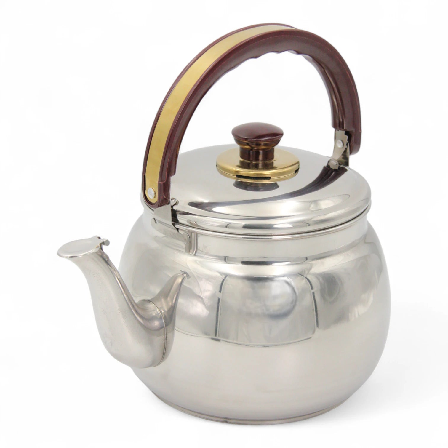 Stainless Steel Tea Kettle with Wooden Handle – Durable Arabic & Turkish Tea Pot – Classic Water Boiling & Serving Teapot - Damoo
