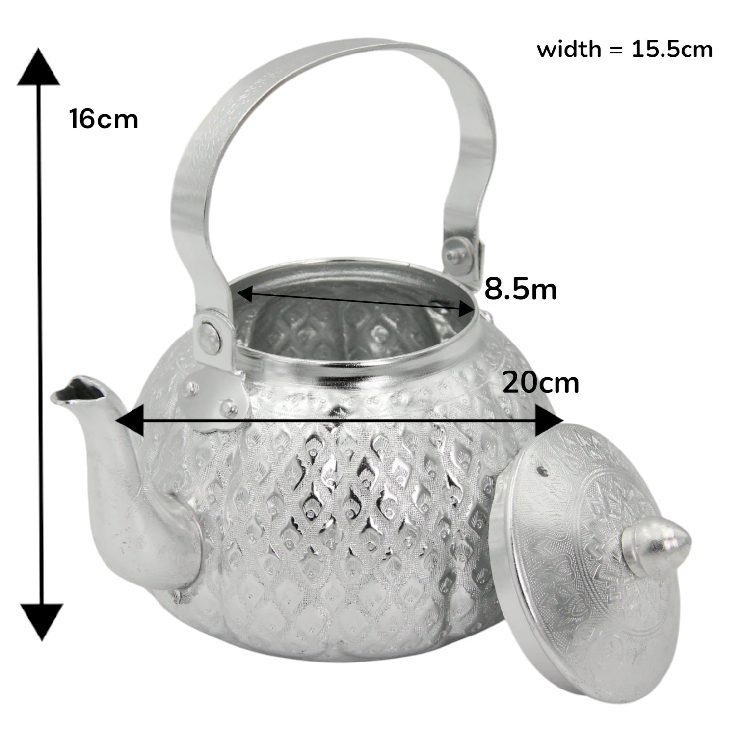 Traditional Silver Decorative Teapot – Vintage Arabic Tea Kettle – Handcrafted Engraved Metal Design – Elegant Serveware & Home Décor - Damoo