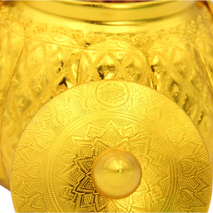 Damoo Elegant Gold Arabic Tea Kettle – Vintage Metal Dallah Style Teapot with Lid – Decorative & Functional – 1L Capacity - Damoo