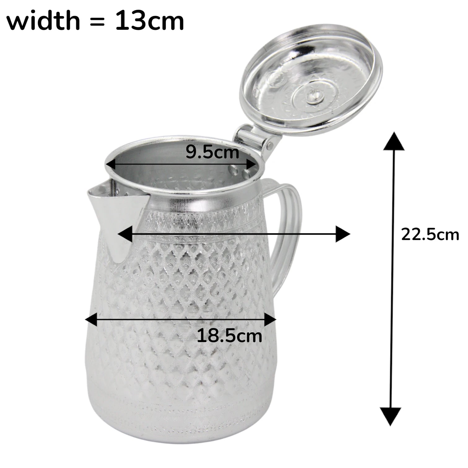 Traditional Arabic Dallah Coffee Pot – Silver Aluminum, Hand-Engraved Design, Durable Handle & Lid – Classic Middle Eastern Tea & Coffee Serving Pot - Damoo