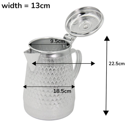 Traditional Arabic Dallah Coffee Pot – Silver Aluminum, Hand-Engraved Design, Durable Handle & Lid – Classic Middle Eastern Tea & Coffee Serving Pot - Damoo